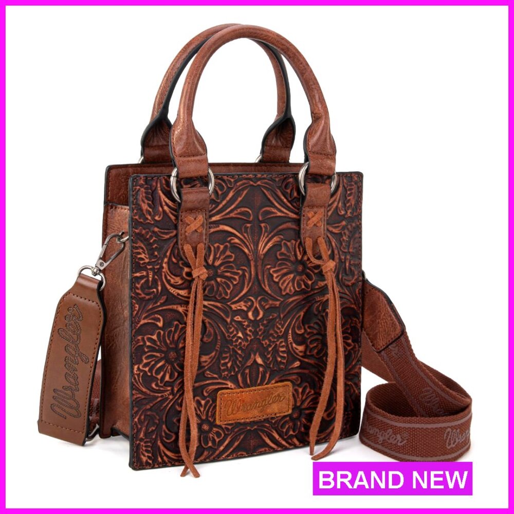 Retro Western Crossbody Purse With Fringe Embossed Tooling Vintage Modern